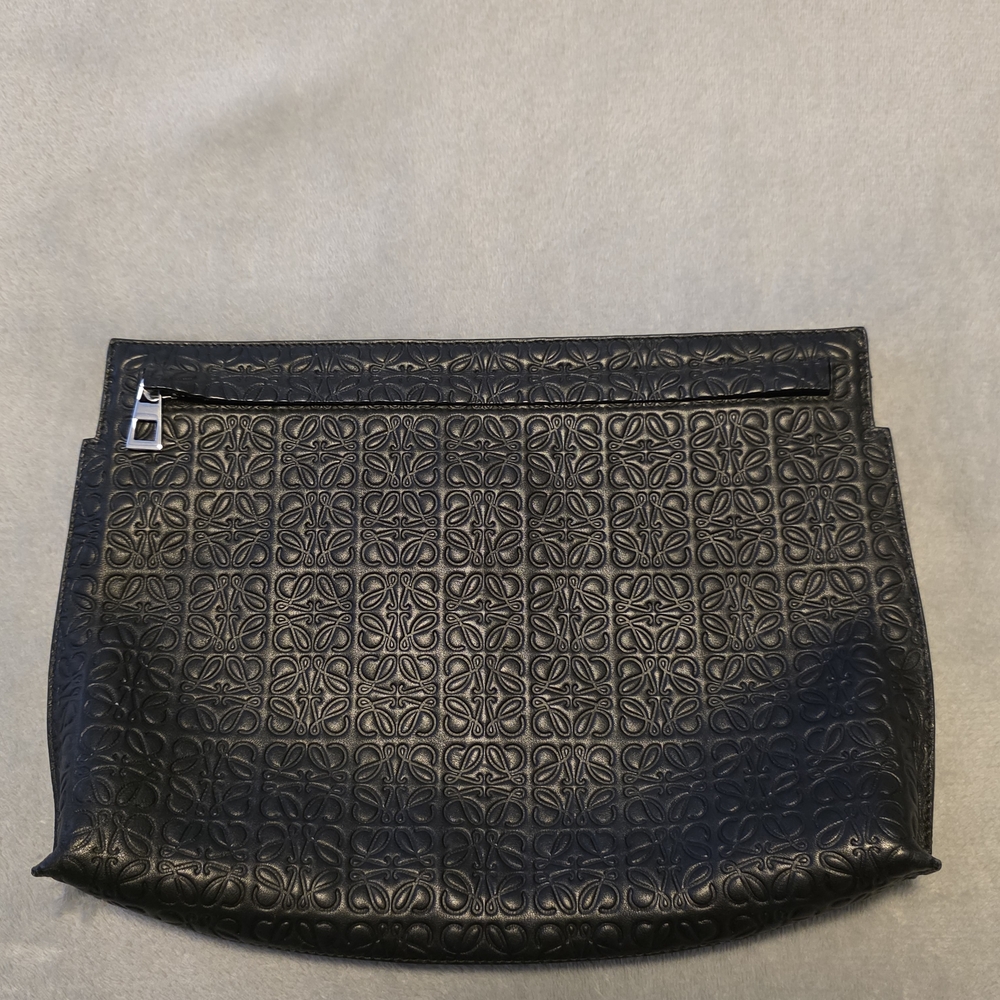Loewe Black Embossed T-Pouch Clutch